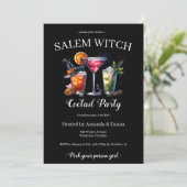 Salem Witch Enge Cocktail Party Black Halloween Kaart (Staand voorkant)