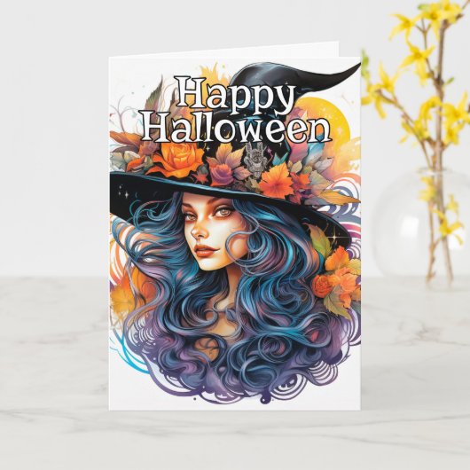 Salem Witch | Happy Halloween Kaart (Gele Bloem)