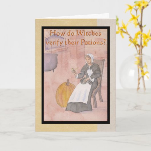 Salem Witch Riddle Halloween Kaart (Gele Bloem)