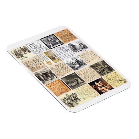 Salem Witch Trials schrijft documenten collage art Magneet (Rechterzijde)