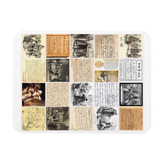 Salem Witch Trials schrijft documenten collage art Magneet (Horizontaal)