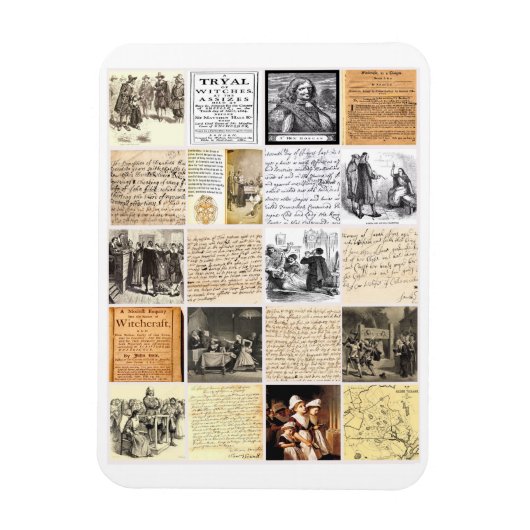 Salem Witch Trials schrijft documenten collage art Magneet (Verticaal)