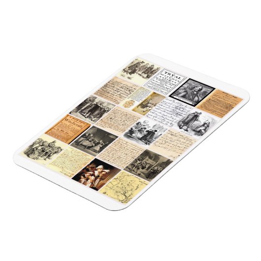 Salem Witch Trials schrijft documenten collage art Magneet (Linkerzijde)