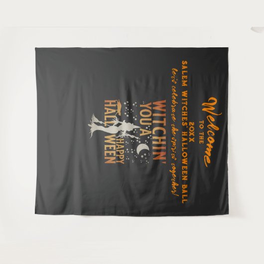 Salem Witches' Halloween Bal Oranje Foto Achtergro Wandkleed (Voorkant (horizontaal))