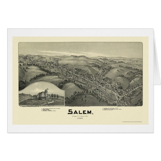 Salem, WV Panoramic Map - 1899 (Voorkant Horizontaal)