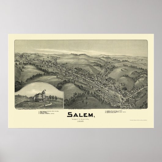 Salem, WV Panoramic Map - 1899 Poster (Voorkant)