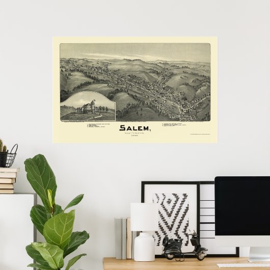 Salem, WV Panoramic Map - 1899 Poster (Thuiskantoor)