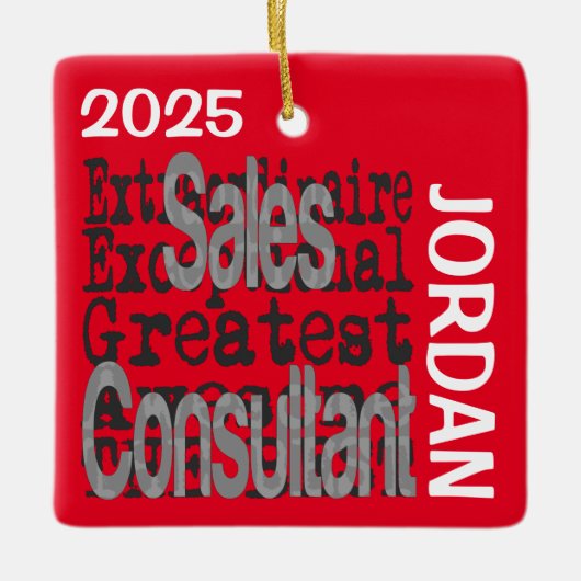 Sales Consultant Extraordinaire CUSTOM Keramisch Ornament (Voorkant)