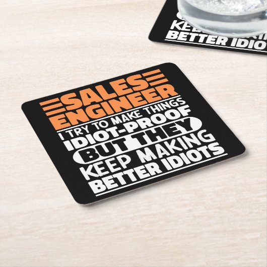 Sales Engineer Ik probeer dingen grappig te zeggen Kartonnen Onderzetters (Schuin)
