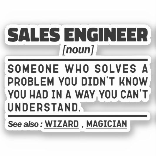 Sales Engineer Noun Finance Medewerker Sarcasme Sticker (Voorkant)