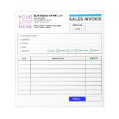 Sales Invoice Booklet (Name & Logo) Personalized  Notitieblok (Voorkant)