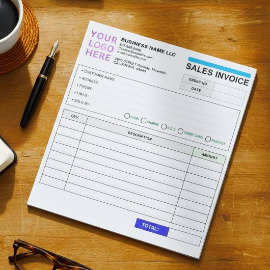 Sales Invoice Booklet (Name & Logo) Personalized  Notitieblok