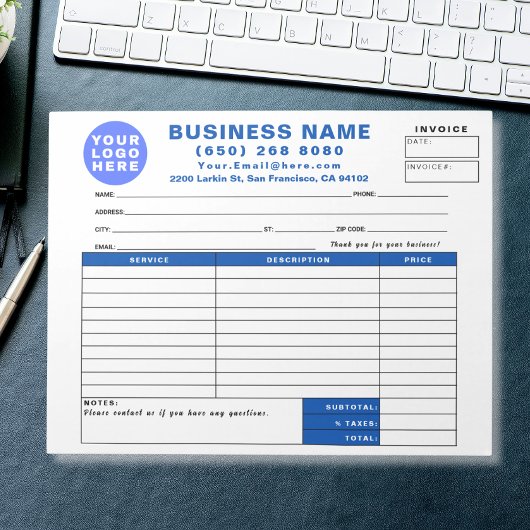 Sales Invoice Form Custom Printed with Your Info Notitieblok