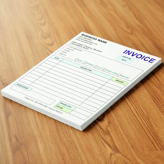 Sales Invoice Receipt | Company / Business Name Notitieblok