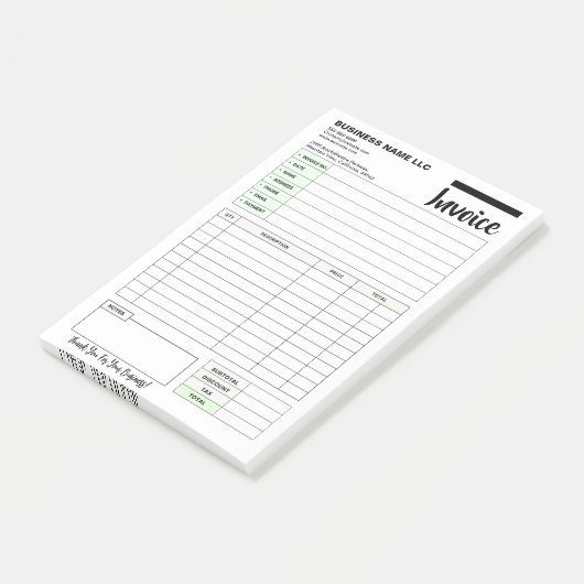 Sales Invoice Receipts, Small Business Payment Pad Post-it® Notes (Schuin)