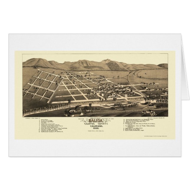 Salida, CO Panoramic Map - 1882 (Voorkant Horizontaal)