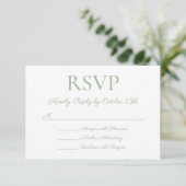 Salie Achter Elegante Kalligrafie Bruiloft RSVP Kaartje (Staand voorkant)
