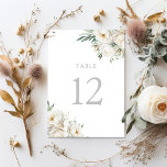 Salie blad & witte bloem bruiloft receptie kaart<br><div class="desc">Sage Leaf & White Flower Trouwreceptie Tafelnummer Verhoog uw huwelijksreceptie ambiance met de "Sage Leaf & White Flower Trouwreceptie Tafelnummer". Dit elegante tabelnummer legt perfect de essentie van verfijnde elegantie en botanische schoonheid vast, en past naadloos in elk gesofisticeerd huwelijksthema. Ontworpen met een zachte, ongerepte achtergrond, wordt het aantal benadrukt...</div>