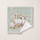 Salie Bloemen Train Boy Baby shower Custom Gift Bad Handdoek (Wasdoekje)