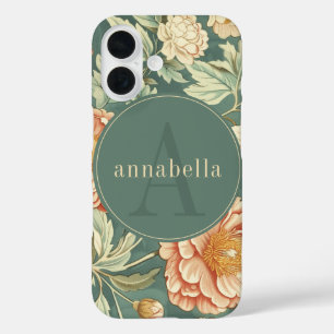  salie bloemschikker William Morris Monogram iPhone 16 Hoesje