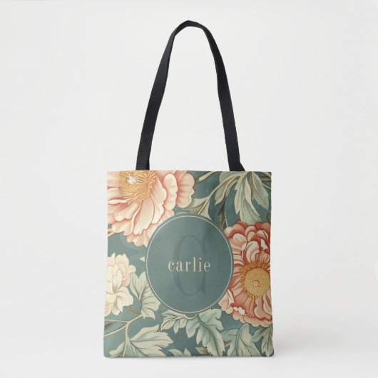  salie bloemschikker William Morris Monogram Tote Bag (Voorkant)