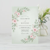 Salie Blush Botanische Bruiloft Kaart (Staand voorkant)