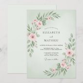 Salie Blush Botanische Bruiloft Kaart (Voorkant / Achterkant)