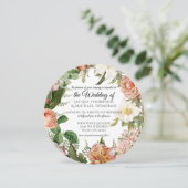 Salie Blush Ivoor  Botanische Bloemen Huwelijk Kaart (Staand voorkant)