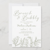 Salie Boho Bloemen Brunch Bruidsfeest Uitnodiging (Voorkant)