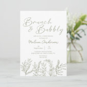 Salie Boho Bloemen Brunch Bruidsfeest Uitnodiging (Staand voorkant)