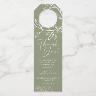 Salie Boho Bloemen Script Trouw Dank Je Wel Flessenhanger