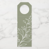 Salie Boho Bloemen Script Trouw Dank Je Wel Flessenhanger (Achterkant)