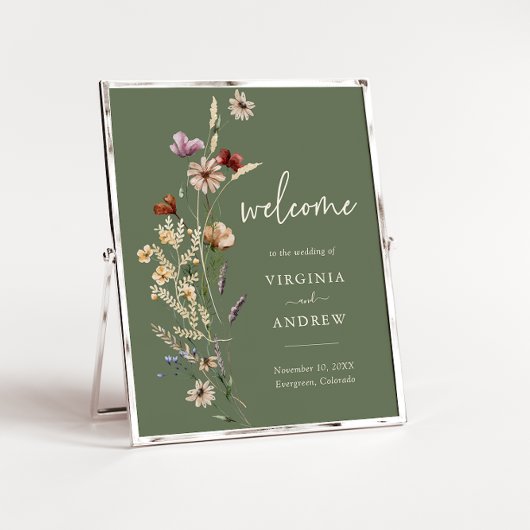 Salie Boho Wilde Bloem Welkom Huwelijk Poster