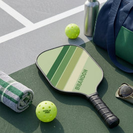 Salie Bos Groen Diagonale Strepen Aangepaste Naam Pickleball Paddle