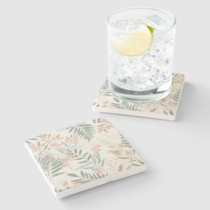Salie Botanisch Bloos Blad Aquarel Patroon Stenen Onderzetter