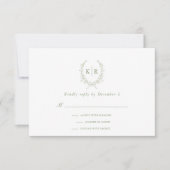 Salie botanisch en lintkam monogram RSVP (Voorkant)