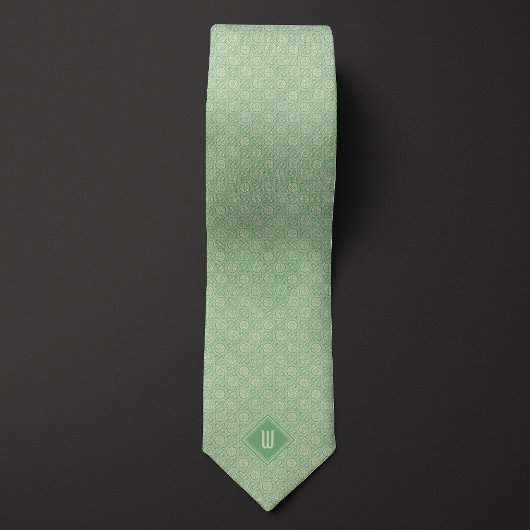 Salie Botanisch Geïnspireerde Monogram Stropdas