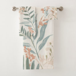 Salie Botanische Blos Blad Watercolor Patroon Bad Handdoek