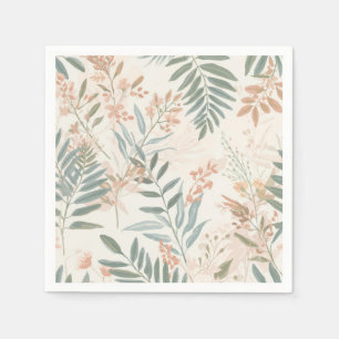 Salie Botanische Blos Roze Blad Watercolor Patroon Servet