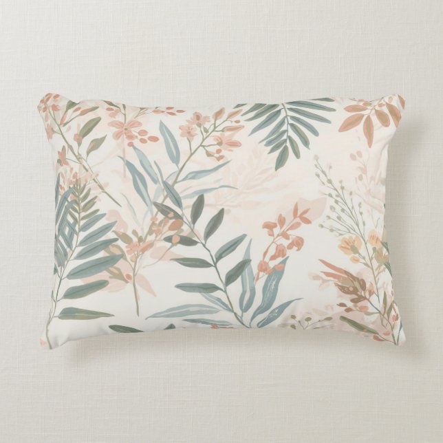 Salie Botanische Blos Tak Watercolor Patroon Accent Kussen (Voorkant)