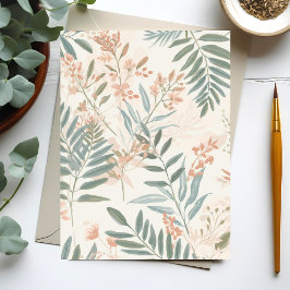 Salie Botanische Blos Tak Waterverf Patroon Briefkaart