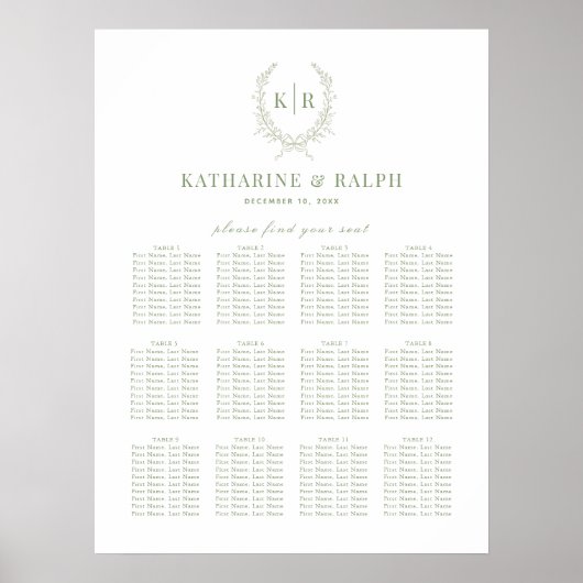 Salie Botanische Kam Monogram Zitting Grafiek Poster (Voorkant)