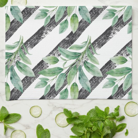 Salie Branch Keuken Handdoek met Gestructureerde S (Gevouwen)