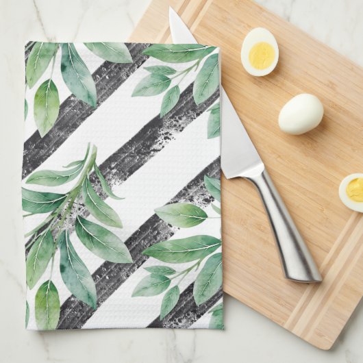 Salie Branch Keuken Handdoek met Gestructureerde S (Quarter Fold)