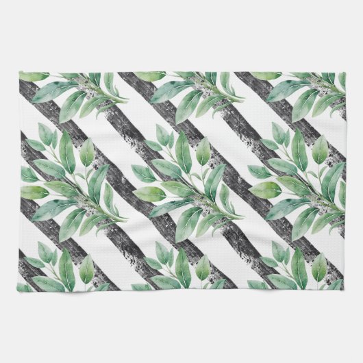 Salie Branch Keuken Handdoek met Gestructureerde S (Horizontaal)