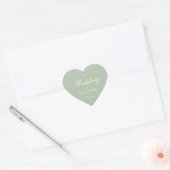 Salie Bruiloft Groene Hart Elegante Witte Calligra Sticker (Envelop)
