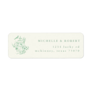 Salie Chinoiserie Bloemen Retouradreslabel Etiket