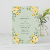 Salie Citroen Ranunculus Eucalyptus Bruiloft Kaart (Staand voorkant)