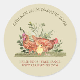 Salie Crème Kip Verse Eieren van de Boerderij Ronde Sticker