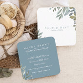 Salie en blad Waterverf groen Vierkante Visitekaartje